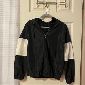 Pacsun Black and White Hooded Quarterzip Pullover